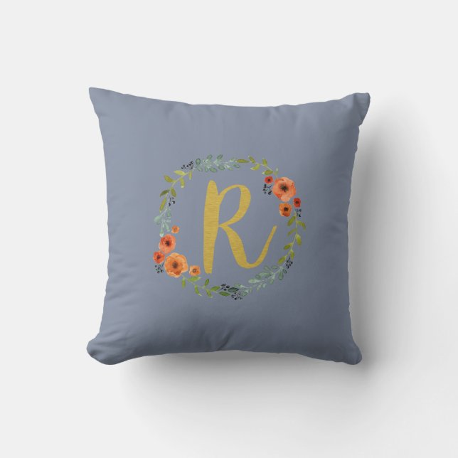 Monogramme d'or de la couronne de fleur - Coussin  (Recto)