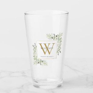 Monogramme d'or Élégant verre de verdure moderne