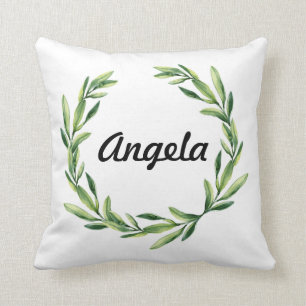 Monogramme d'or floral Coussin personnalisé initia