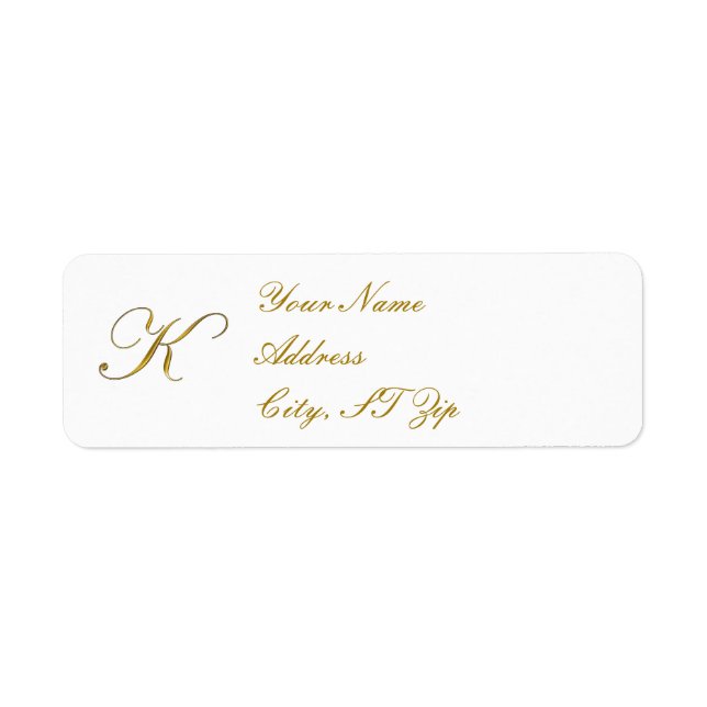 Monogramme d'or K Étiquettes d'adresse de retour C (Devant)