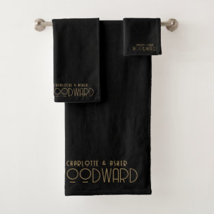 Monogramme d'or mariage Nouveaux mariés Noir