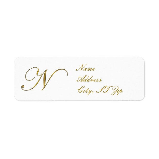 Monogramme d'or N Étiquette de adresse (Devant)
