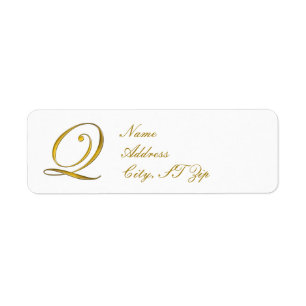 Monogramme d'or Q Étiquettes d'adresse de retour