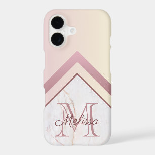Monogramme d'or rose Géométrique Marbre Chevron