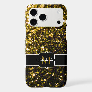 Monogramme doré foncé jaune faux parties scintilla