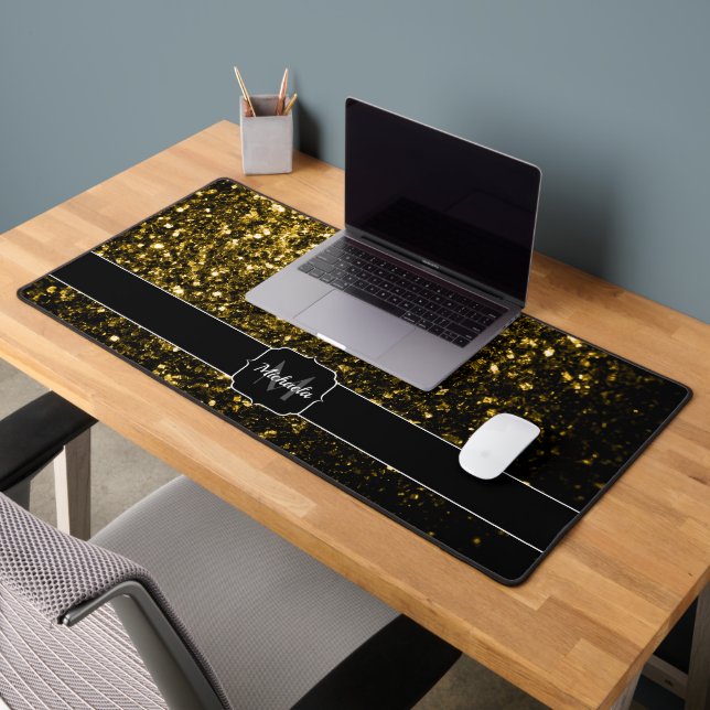 Monogramme doré foncé jaune faux parties scintilla (Bureau 2)