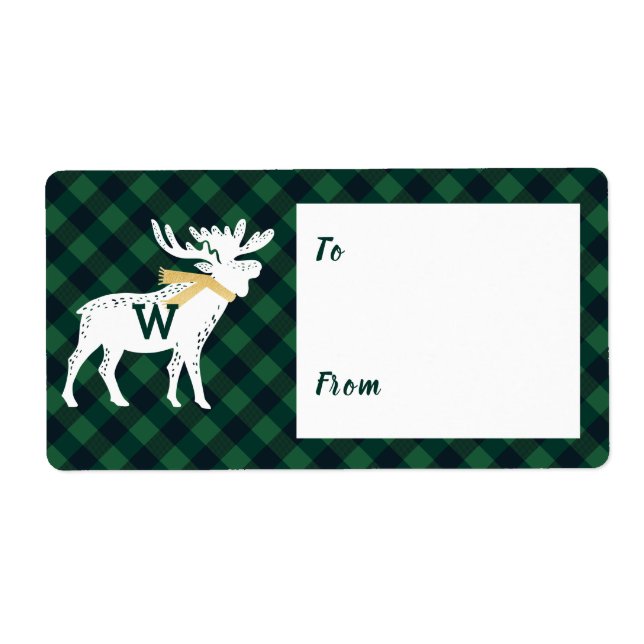 Monogramme d'orignal plat de Buffle vert Noël (Devant)