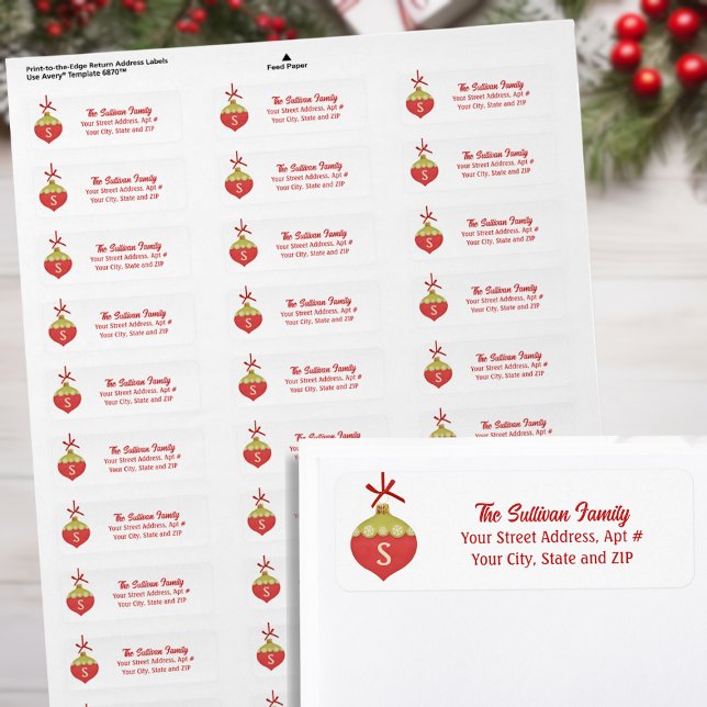 Monogramme d'ornement de Noël rétro rouge (Créateur téléchargé)