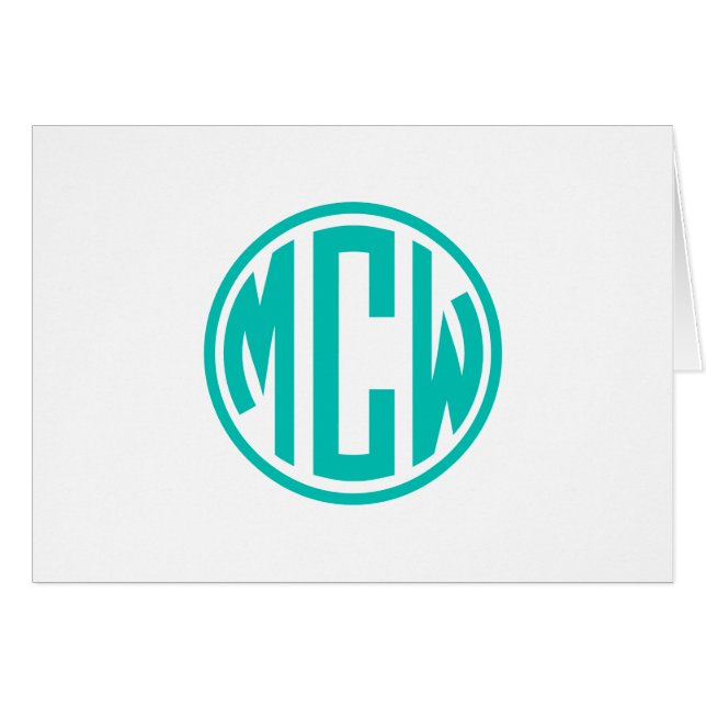 Monogramme du cercle Preppy turquoise do-it-yourse (Devant Horizontal)