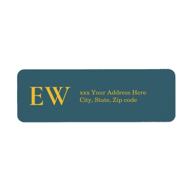Monogramme Elegance Green Blue Golden Yellow Adres (Devant)