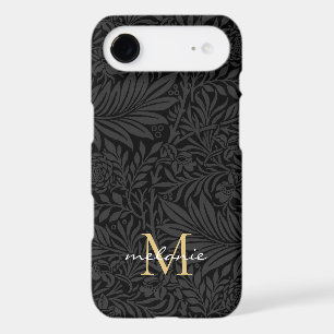 Monogramme élégant à motif floral noir