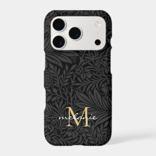Monogramme élégant à motif floral noir