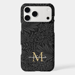 Monogramme élégant à motif floral noir et écriture