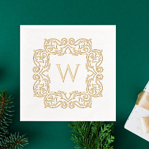 Monogramme Élégant Avec Bordure Florale Élégante