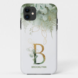 Monogramme Elegant B Vert Coque-Mate coque iphone