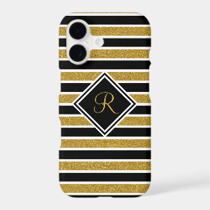 Monogramme Elegant Black Gold Parties scintillant 