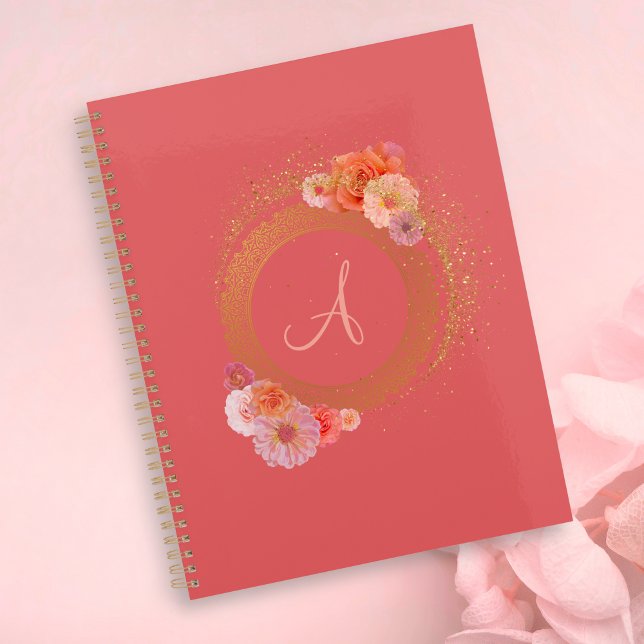 Monogramme Elégant cadre en or damassé Floral (Créateur téléchargé)