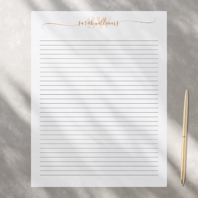 Monogramme Élégant Chic Script Nom Papier à lettre (Créateur téléchargé)