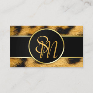 Monogramme élégant d'empreinte de léopard - carte