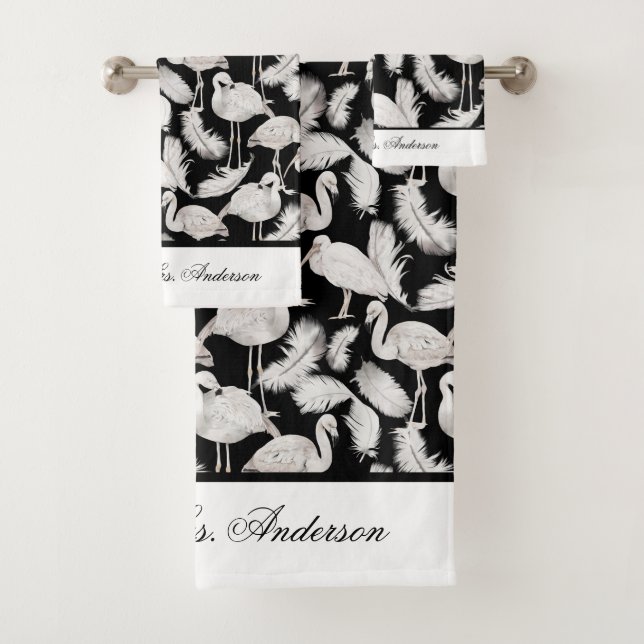 Monogramme élégant écriture noir blanc plumes de c (En situation)