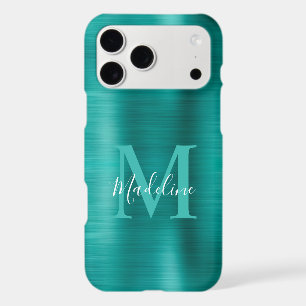 Monogramme élégant en script métallisé sarcelle Gl