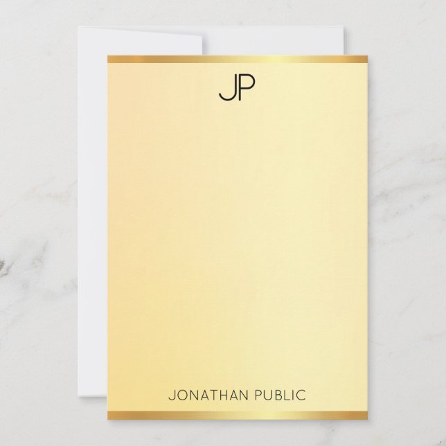 Monogramme Elégant Faux Gold Modèle Moderne Simple (Devant)