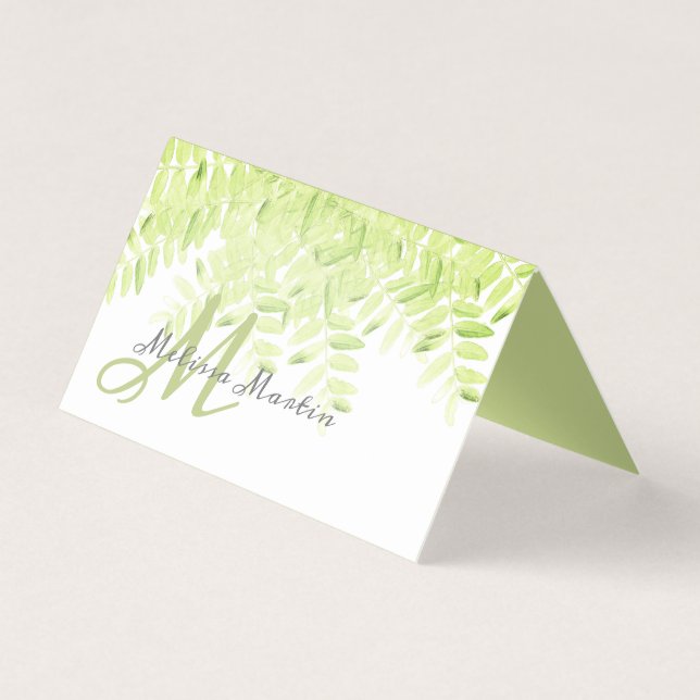 monogramme élégant feuille vert printemps (Front)