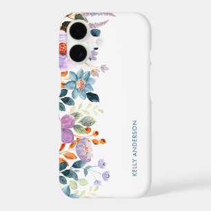 Monogramme élégant floral aquarelle bleu violet