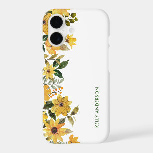 Monogramme élégant floral aquarelle jaune
