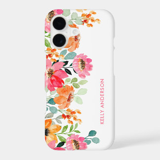 Monogramme élégant floral aquarelle rose