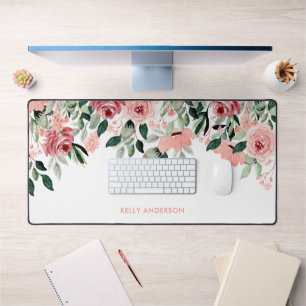 Monogramme élégant floral aquarelle rose et vert