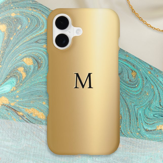 Monogramme élégant minimal Faux Or Élégant Glam (A minimalist, luxe-look, faux gold phone cover with personalized monogram initial)