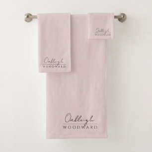 Monogramme Élégant Minimal Rose Et Noir
