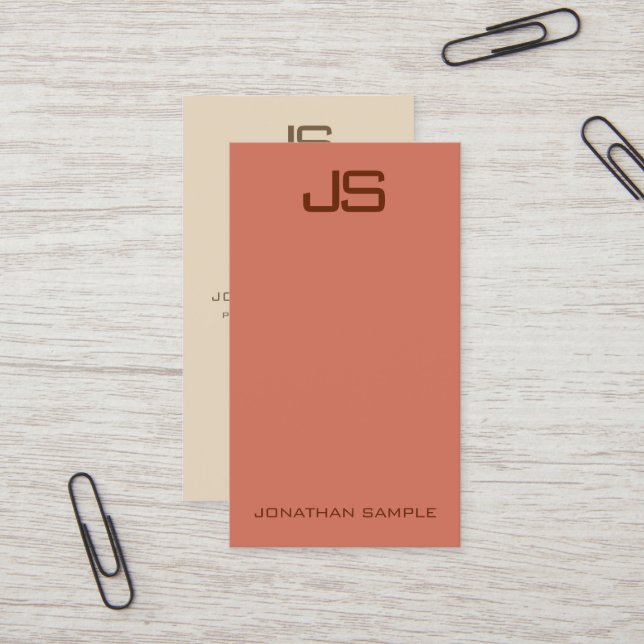 Monogramme élégant moderne Carte de visite vertica (Devant/Arrière en situation)