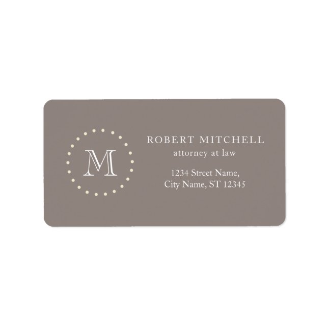Monogramme Elegant Professionnel Étiquettes de adr (Devant)
