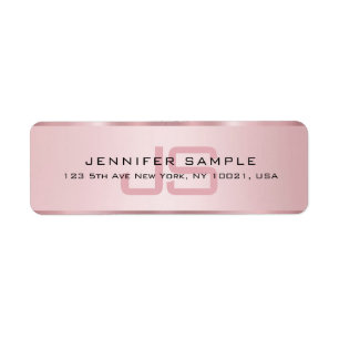 Monogramme Elegant Rose Gold Adresse de retour