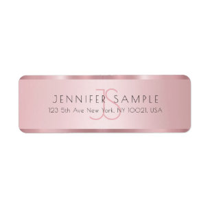Monogramme Elegant Rose Gold Adresse de retour