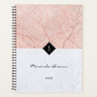 Monogramme Elegant Rose Gold Gris Marbre Planner