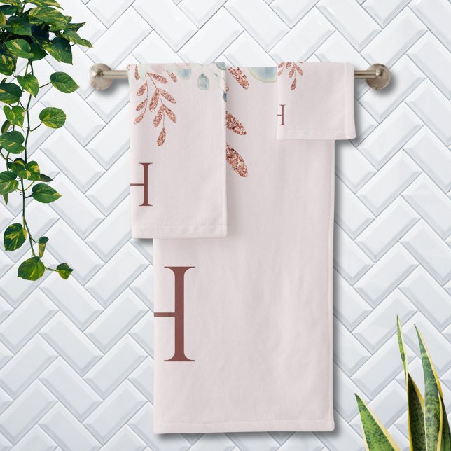 Monogramme Elégant rose Peony Floral (In situ)