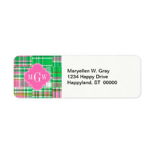 Monogramme Emerald Hot rose Preppwork Madras