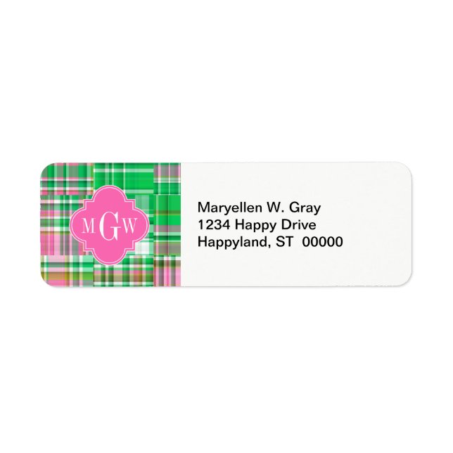 Monogramme Emerald Hot rose Preppwork Madras (Devant)