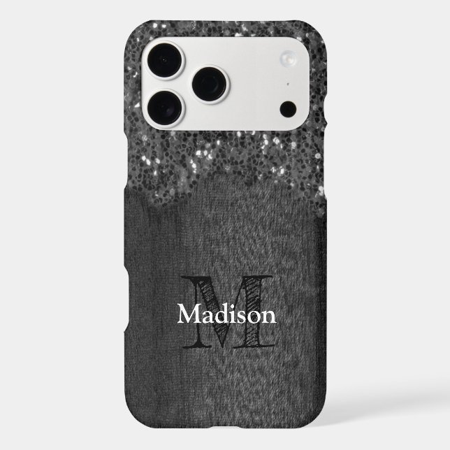 Monogramme en bois rustique avec faux éclats noir  (Verso)