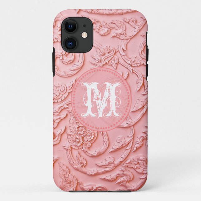 Monogramme en fibre rose IPHONE 5 Coque (Dos)