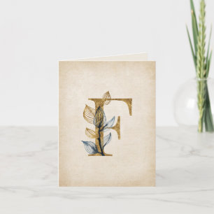 Monogramme en or et noir F avec Feuille