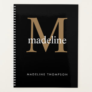 Monogramme en or noir simple Nom initial