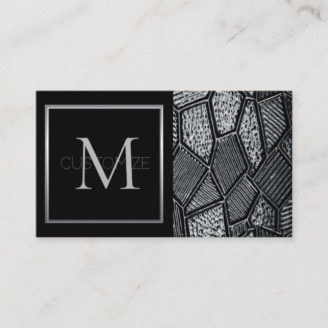 Monogramme en verre de mosaïque gris foncé Carte d (Devant)