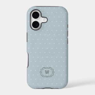 Monogramme encadré à pois blanc bleu pâle