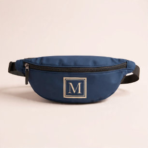 Monogramme encadré bleu personnalisé et vanille