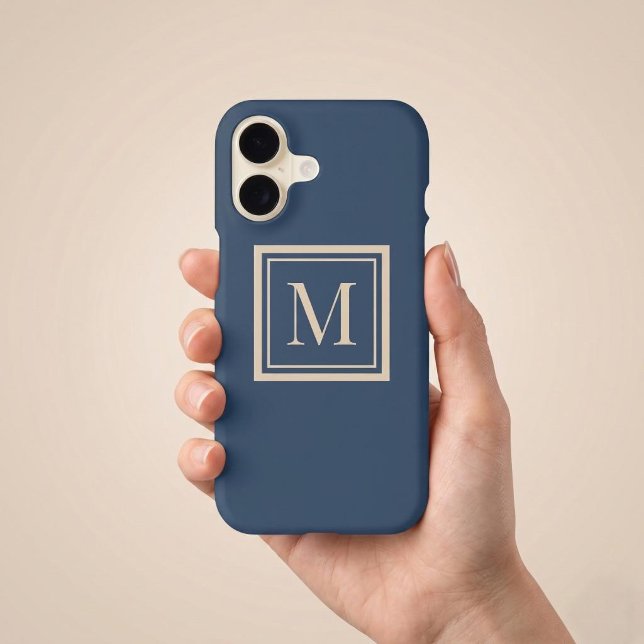 Monogramme encadré bleu personnalisé et vanille (Créateur téléchargé)
