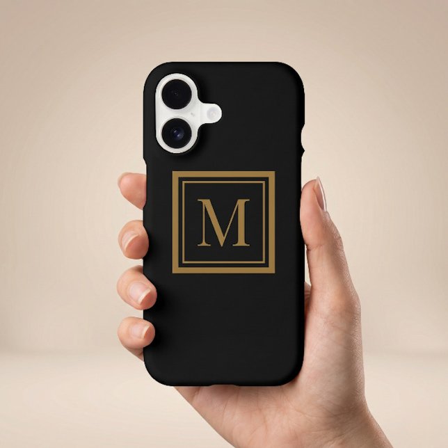 Monogramme encadré noir et or personnalisé (Créateur téléchargé)
